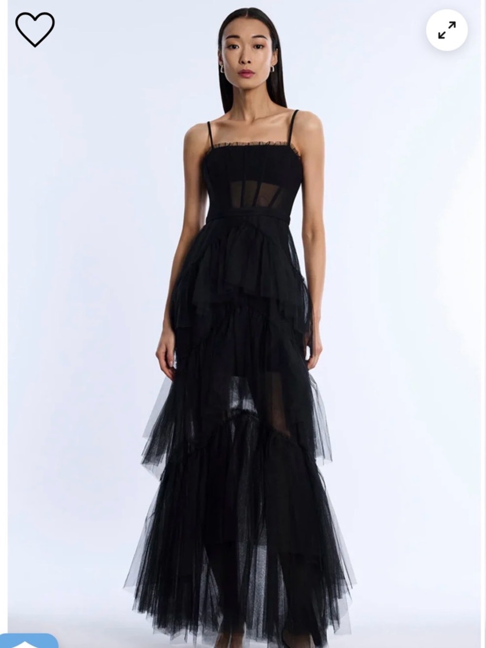 NWT BCBGMaxAzria Tiered Ruffle Tulle Evening Gown - Black